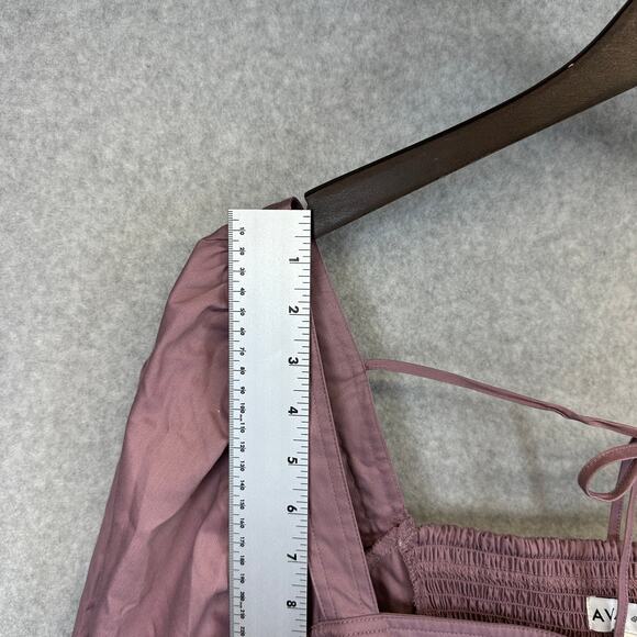 Ava & Viv Balloon Long Sleeve Woven Midi A-Line Dress Size 3X Mauve Square Neck - Picture 9 of 14